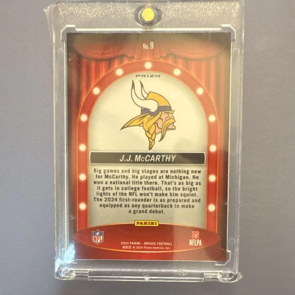 Panini 2024 Mosaic Football Center Stage Silver Prizm #9 J.J. McCarthy RC